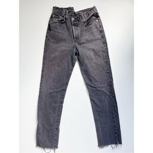 Agolde Criss Cross Straight Leg Jeans in Shambles Washed Black